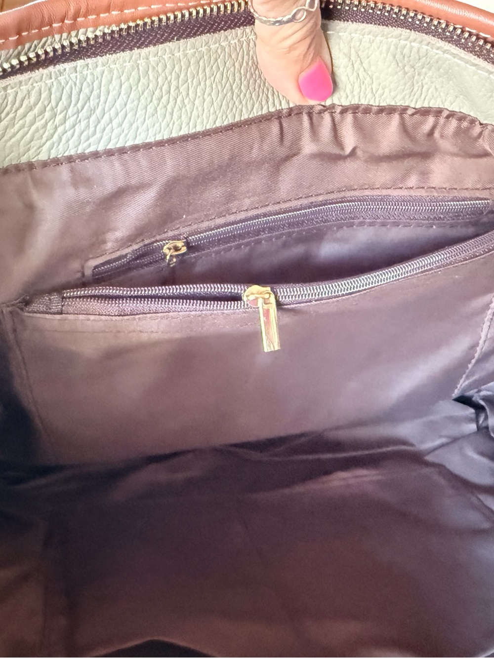 Multicolor Diamond Patchwork Leather Tote Bag - Picture 6 of 9